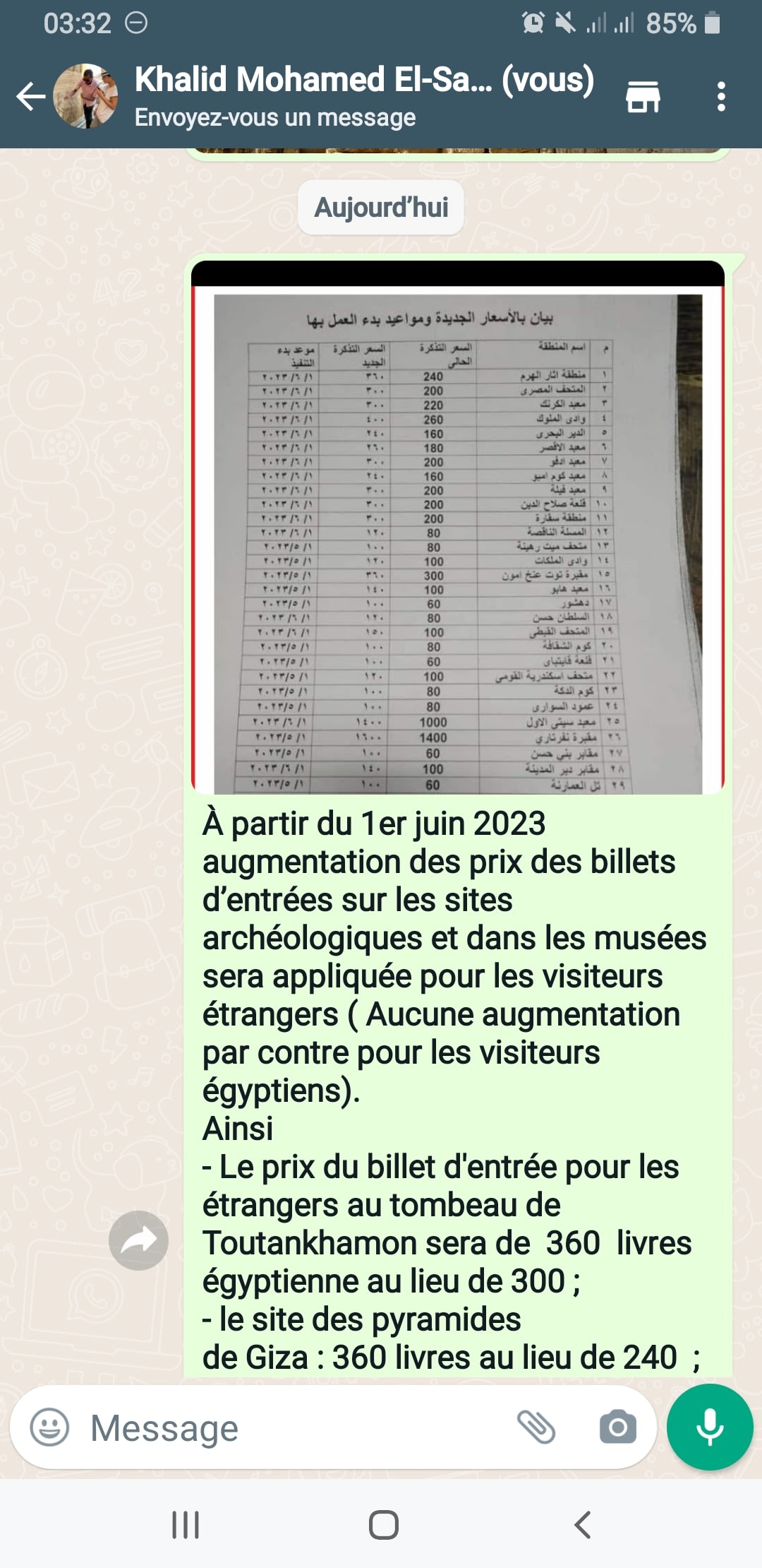 Le Prix des billets d’entrées des sites archéologiques en Égypte