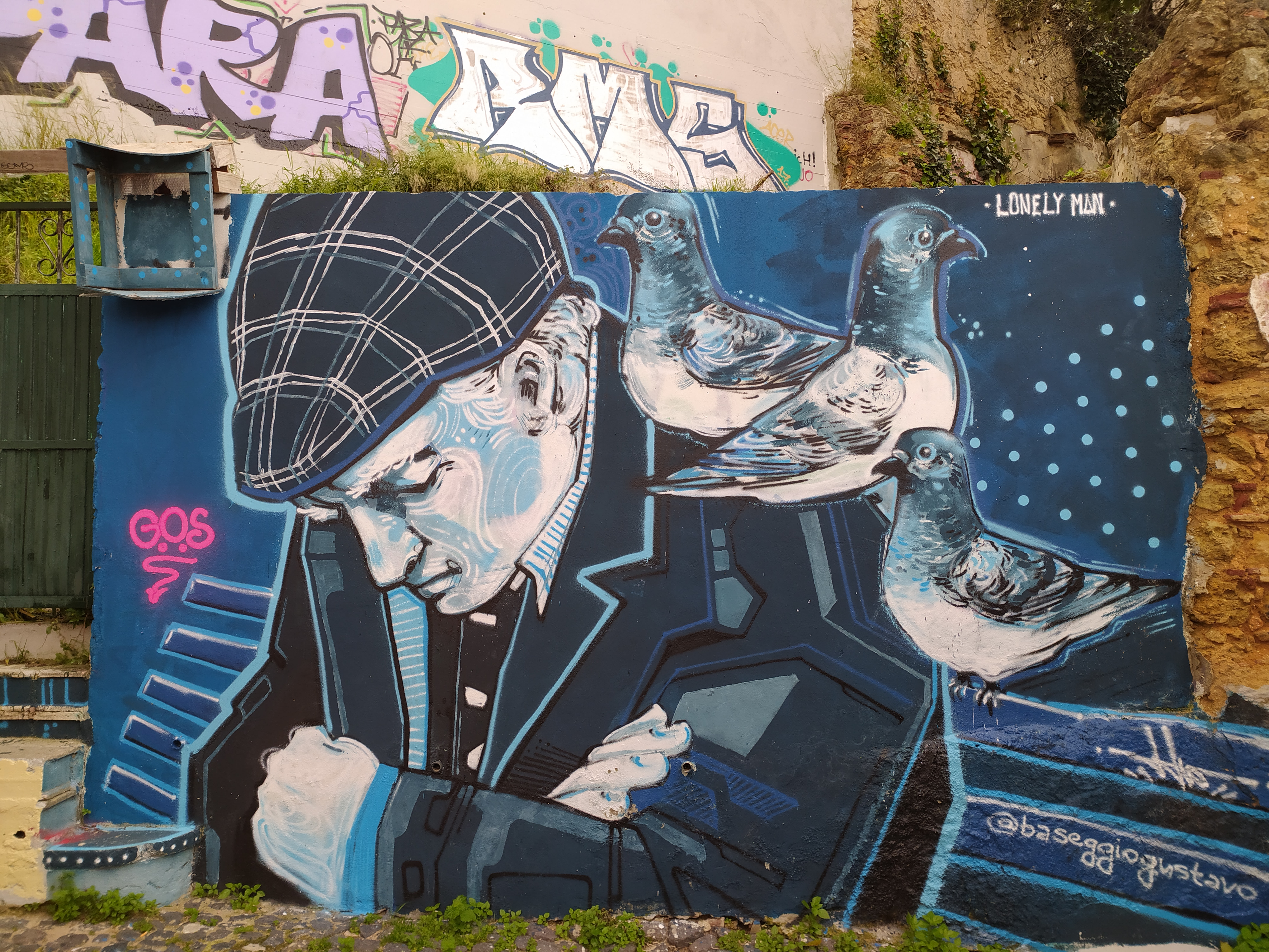 Bordalo II raccoon mural made from recycled materials