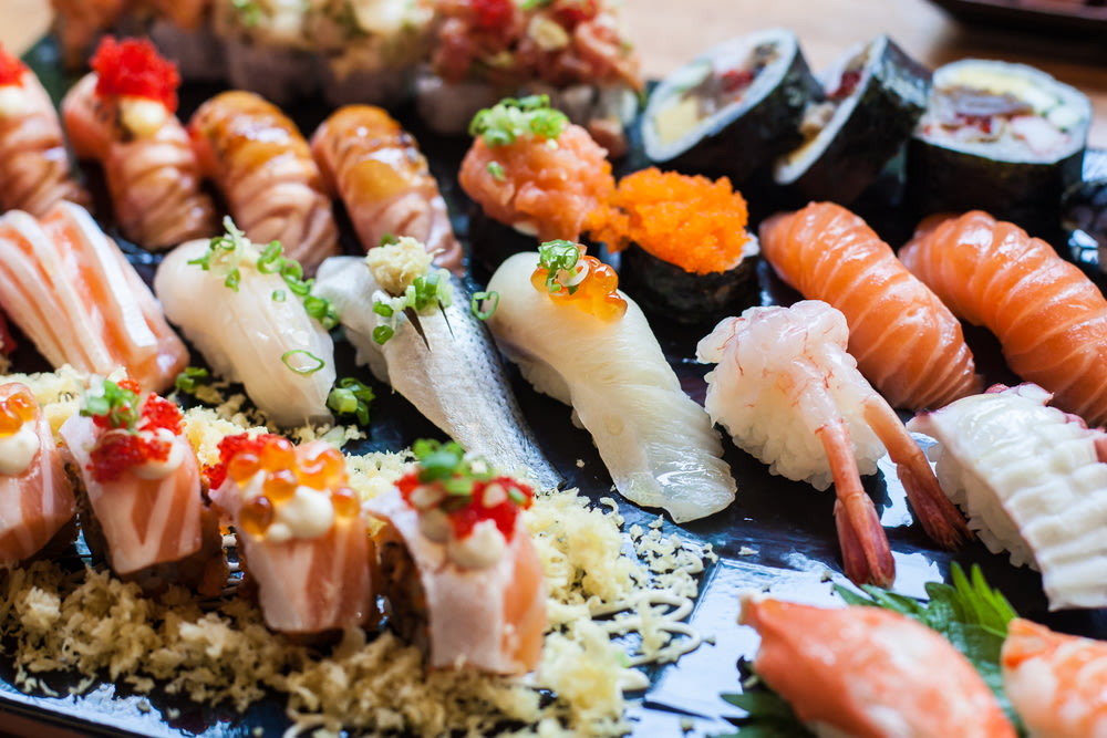 Japanese cuisine at Rupee Bar: sashimi and sushi