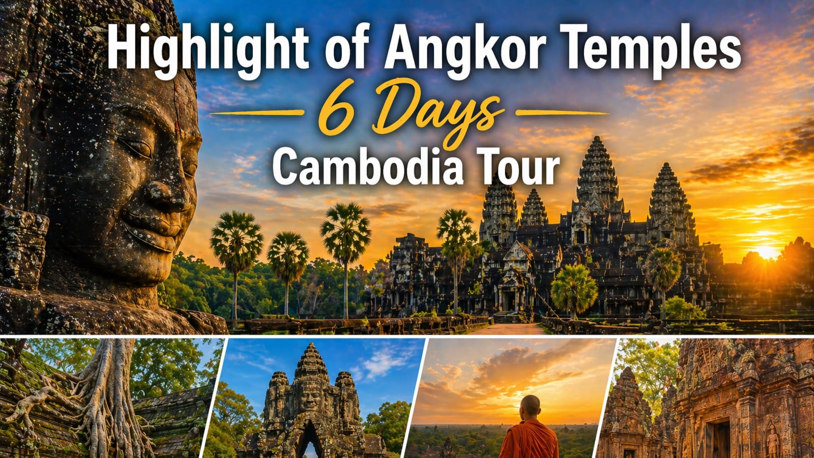 Highlight of Angkor Temples 6 Days Cambodia Tour