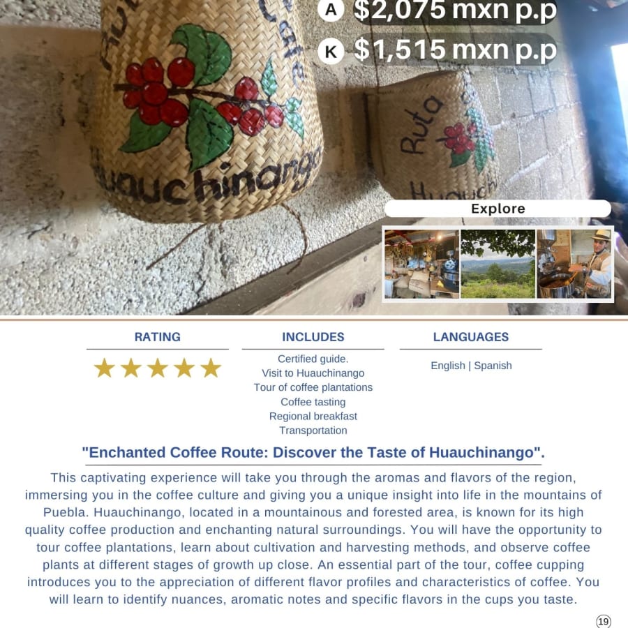 12-Hour Coffee Workshop Tour to Huauchinango from Puebla