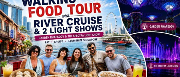 8-hr Combo: Food Tour, 40-Min Cruise & 2 Must-visit Light Shows