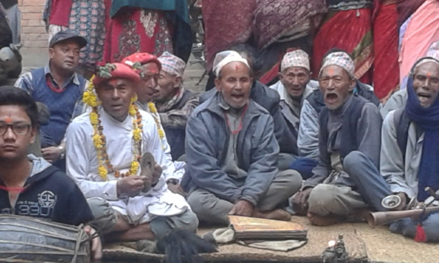 Old folks indulged in festive ritual