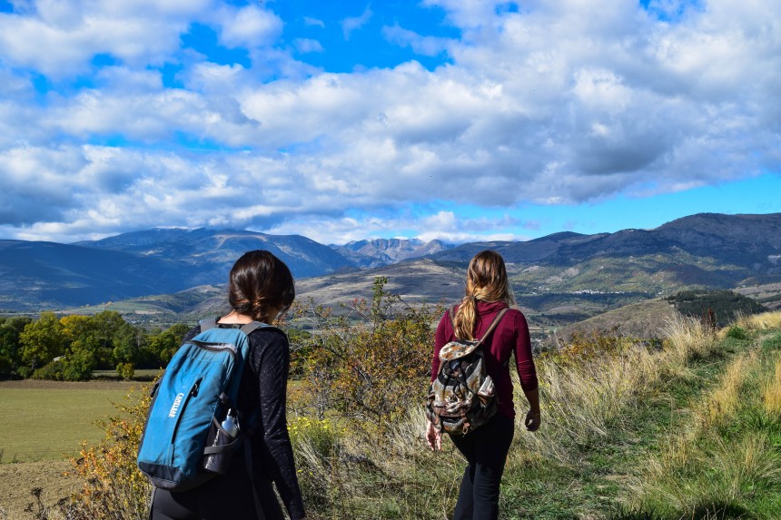 Girls outdoor hiking