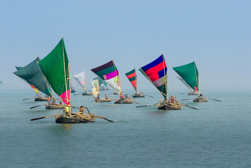 Wooden Sailboats in the Bay of Bengal, Arakan, Rakhine State, Myanmar