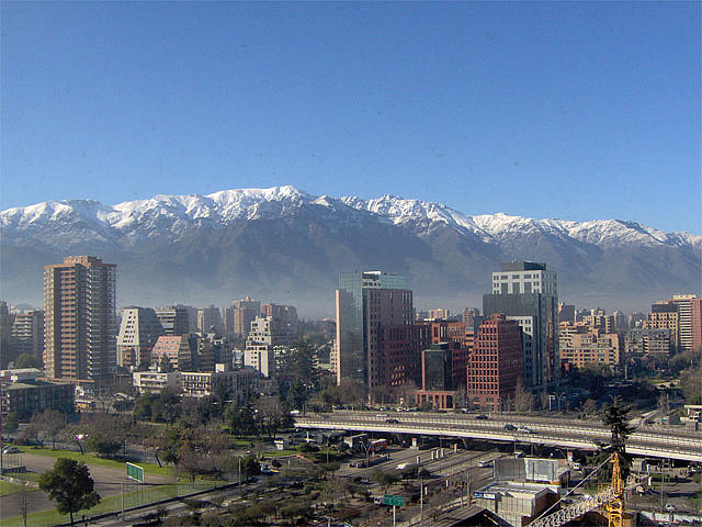 Santiago City View with Andes Mountains