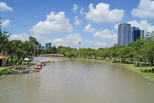 Chatuchak Park with lake in Bangkok