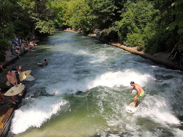 English Garden, Munich. Surfing