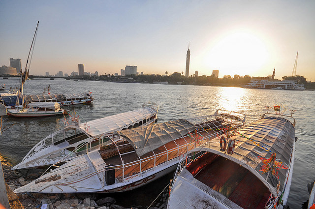 Nile river and Zamalek island and Cairo Tower