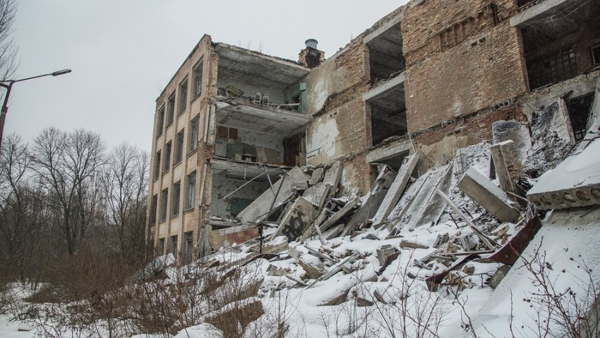Ruins of a school in Chernobyl