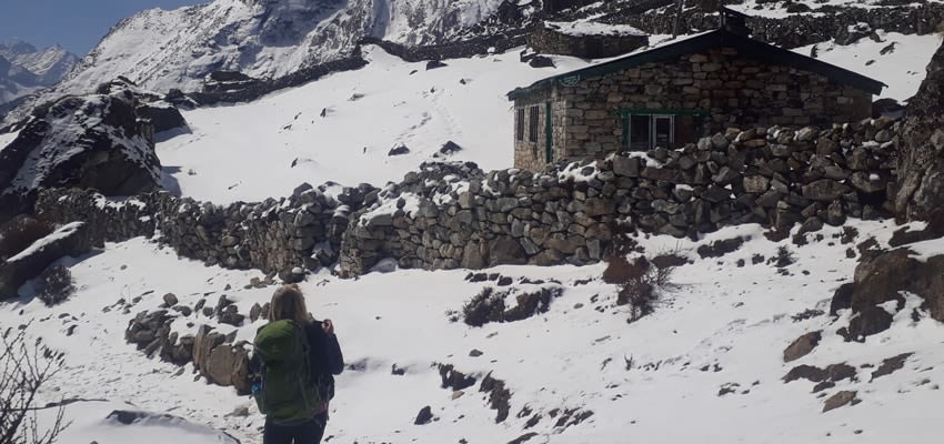 Trekker in Gokyo lake Trek