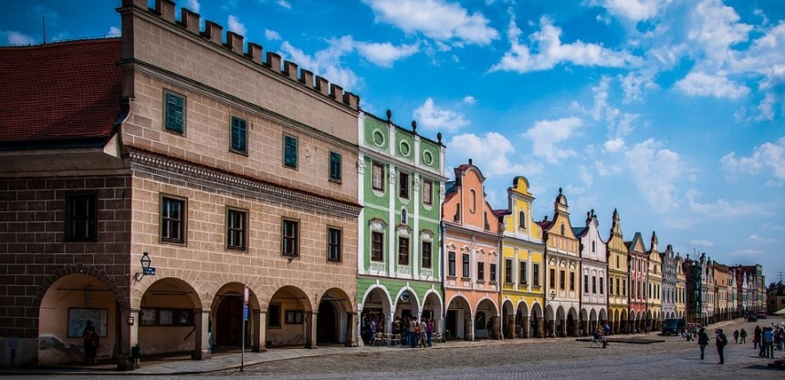 Pastel coloured houses of Telč