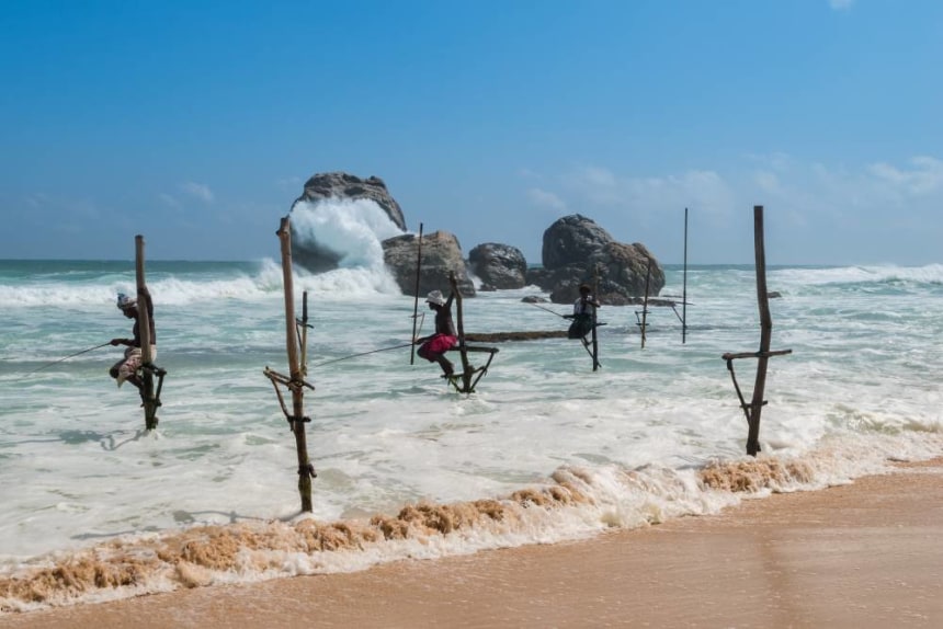 Stilt Fishing on Koggala Beach