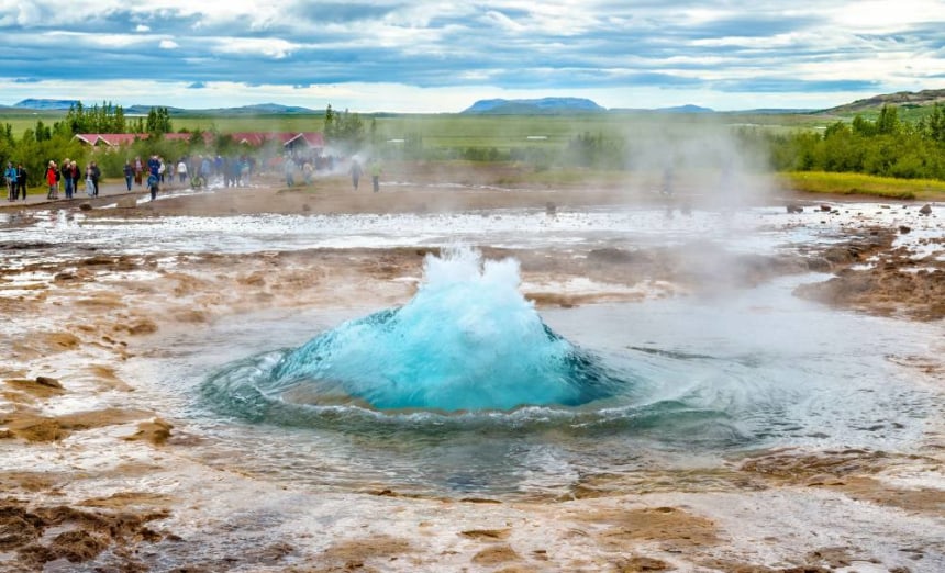 Strokkur Geyser about to Erupt - Iceland