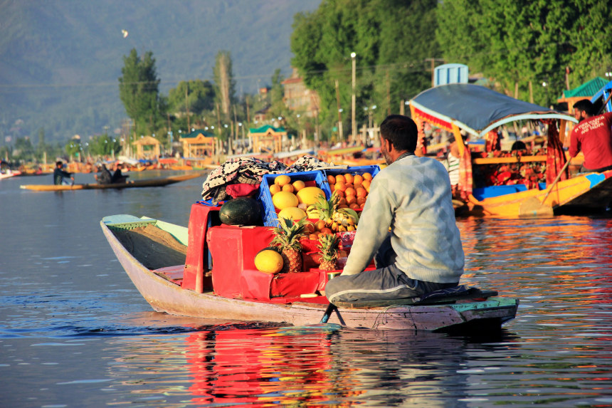 A fruit seller on the Dal Lake
