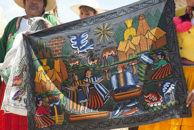 Colorful Textile by Uros Floating Islands