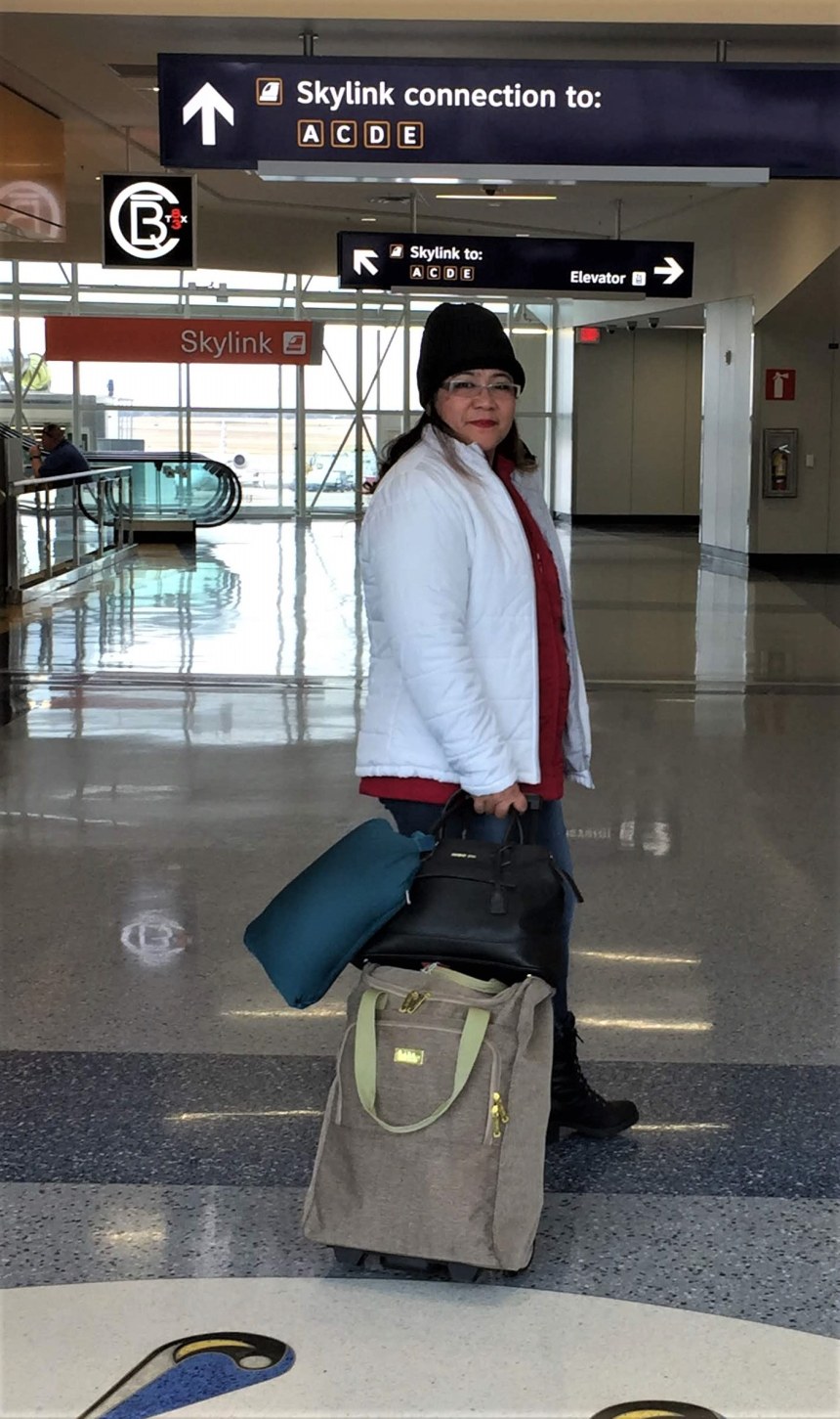Tour Guide and Author Leah Medado at Dallas Forth Worth International Airport in Texas, USA
