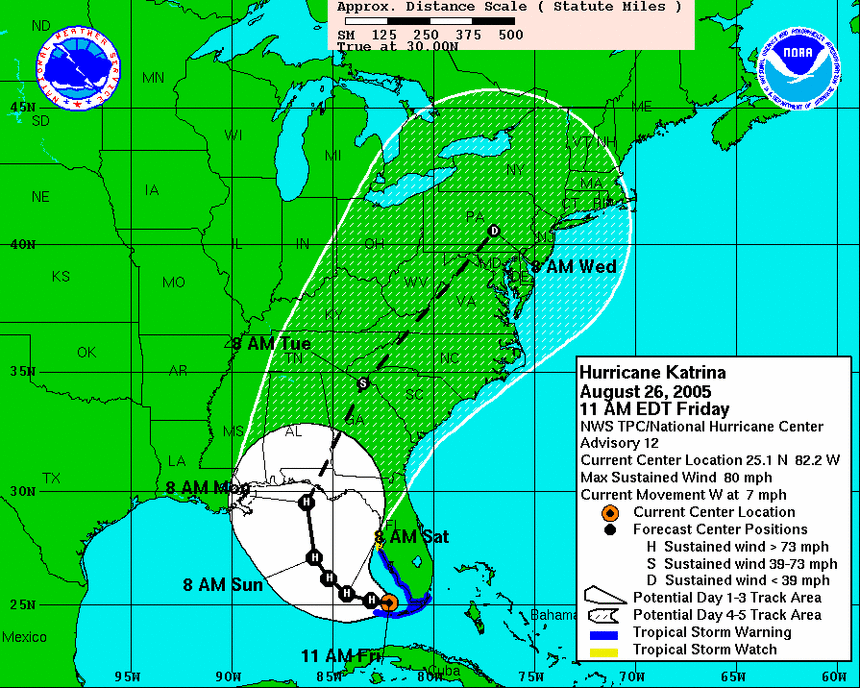 Hurricane Katrina, 11 am, Fri. Aug. 26th 2005