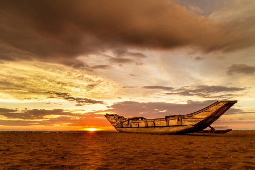 Abandoned Boat on the Beach at Wadduwa
