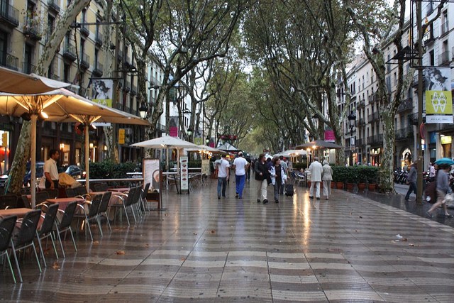 Rainy Stroll Down La Rambla