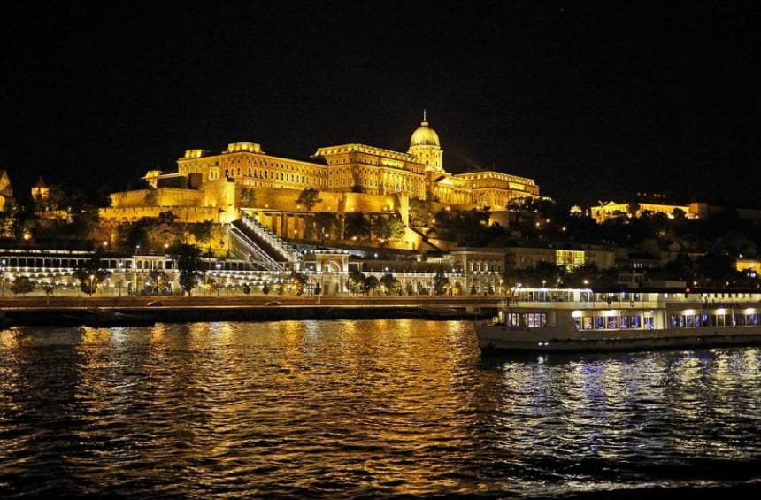 Budapest At Night, Royal Palace, Illumination, Danube