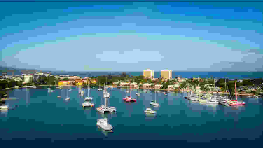 The Blue Mountains surround the coastal city of Kingston.