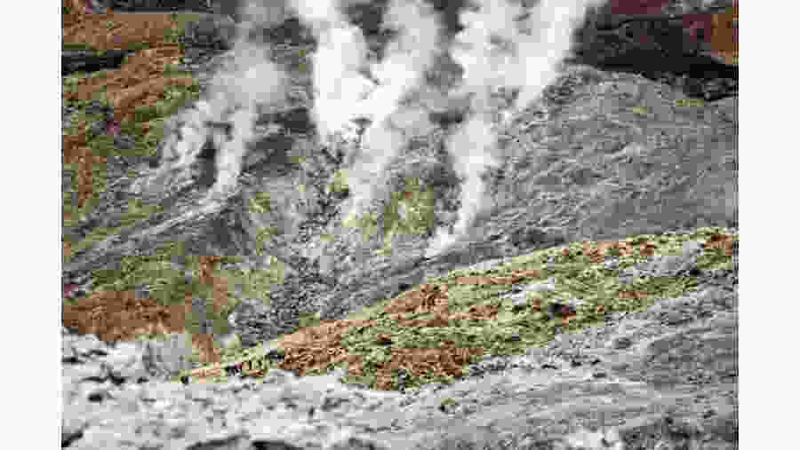 Smoke rising from the volcano 