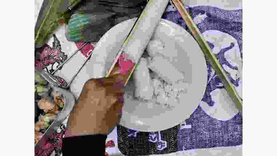 Rice cooked in Bamboo 