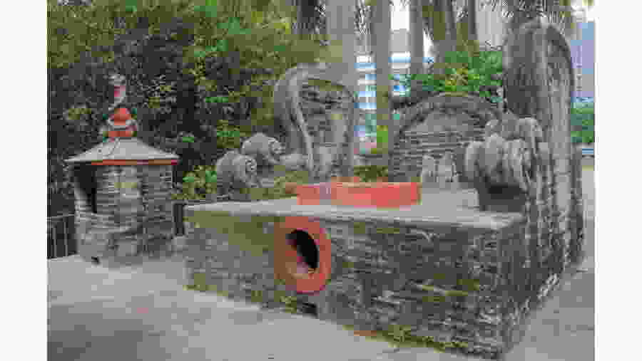 Historical street temple in Ping Shan Heritage Trail in Hong Kong