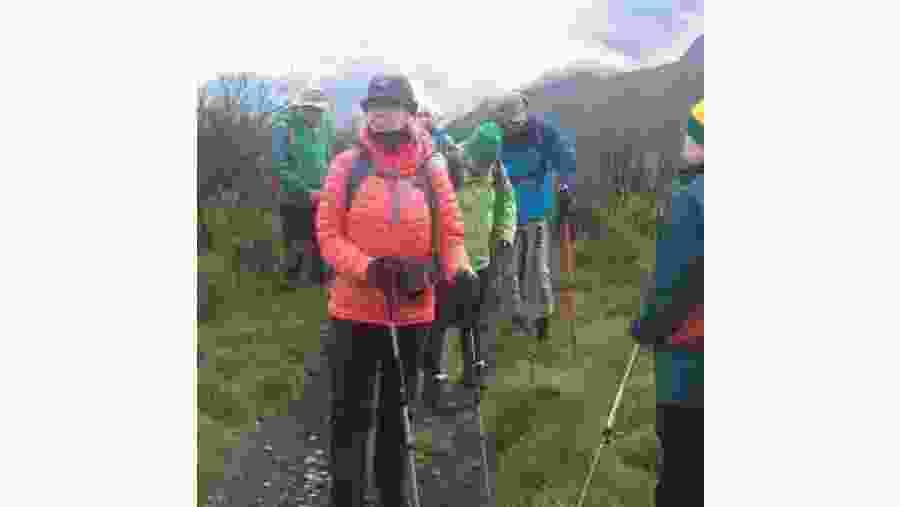 Hiking up a mountain