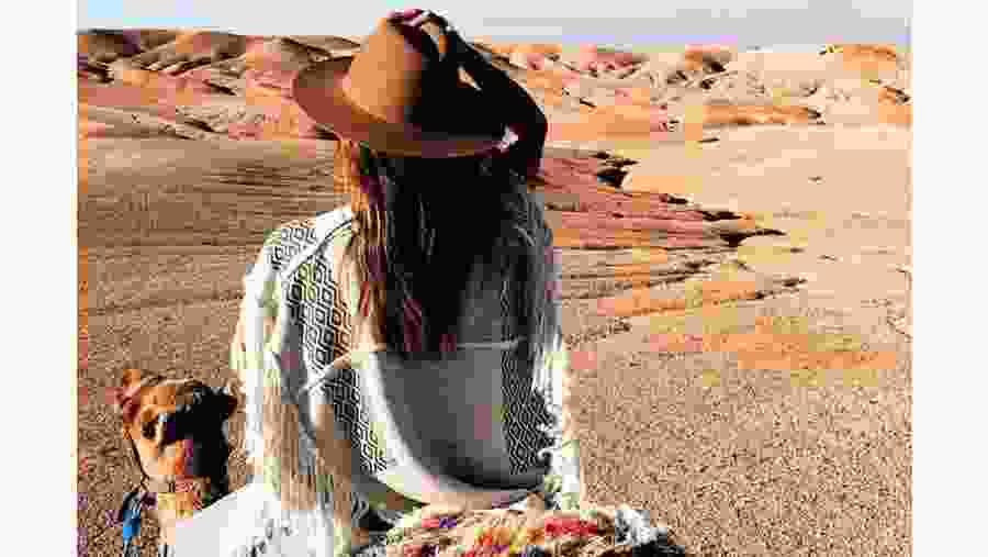 Riding a camel in Agafay