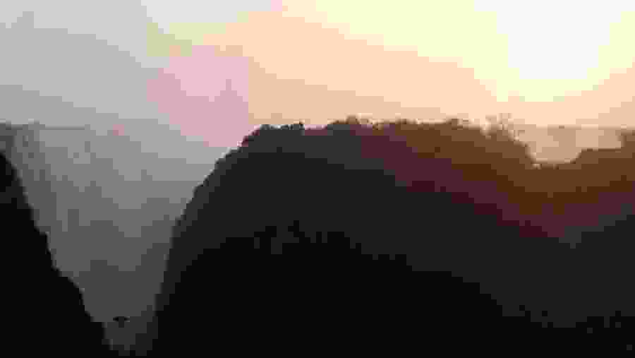 View of the waterfalls from the helicopter