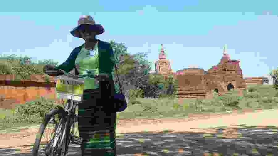 A Tourist Infront of One of the Temples