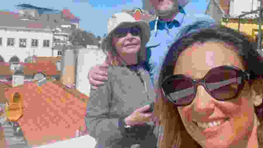 Happy tourists