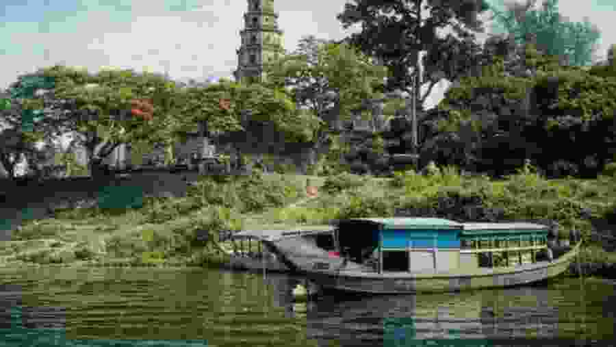 Thien Mu Pagoda by the river bank