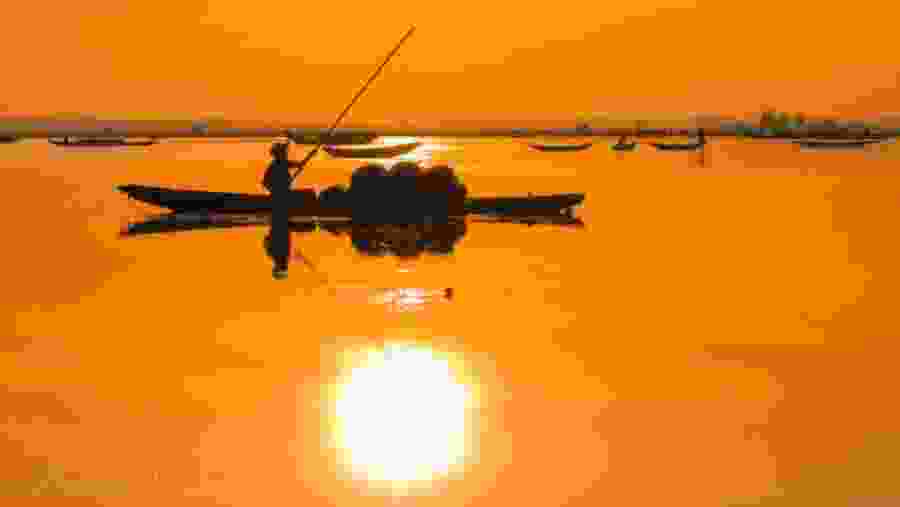 Sunrise reflection on the river.