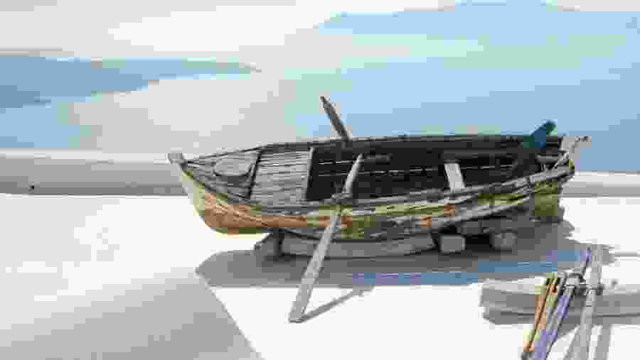 Santorini, one of the Cyclades Islands in the Aegean Sea