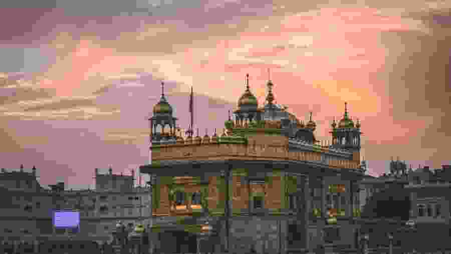 Evening view of Golden Temple in Amritsar.