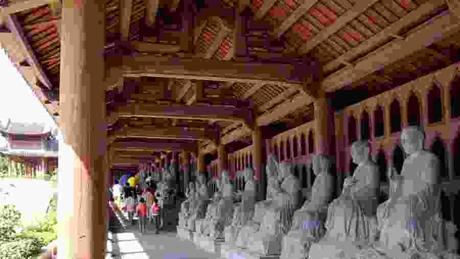 Statues lining the hallway