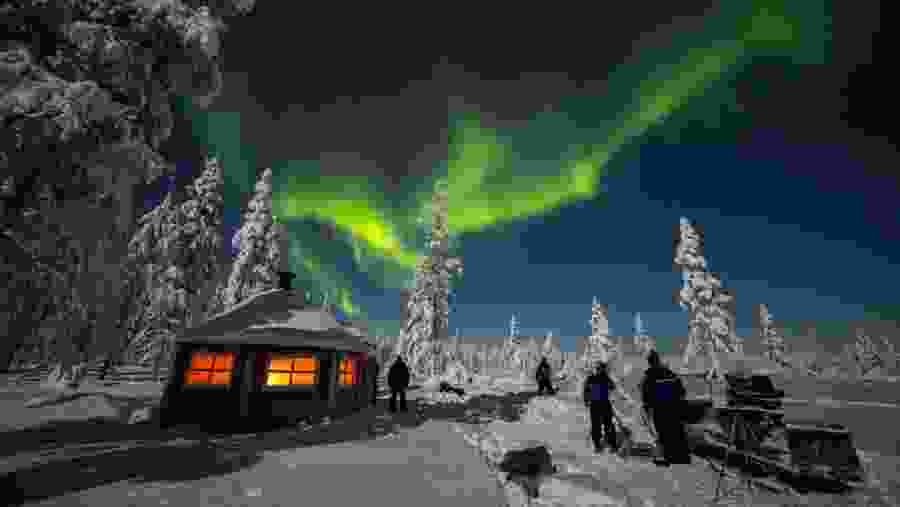 Witness the beautiful Aurora Borealis on our campsite in Finland