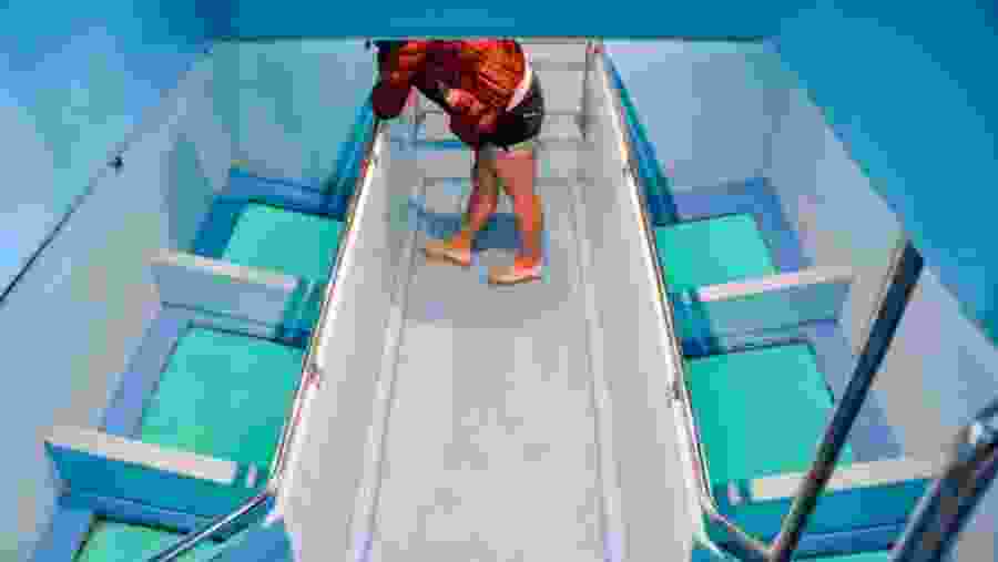 Travellers in the glass bottom boat