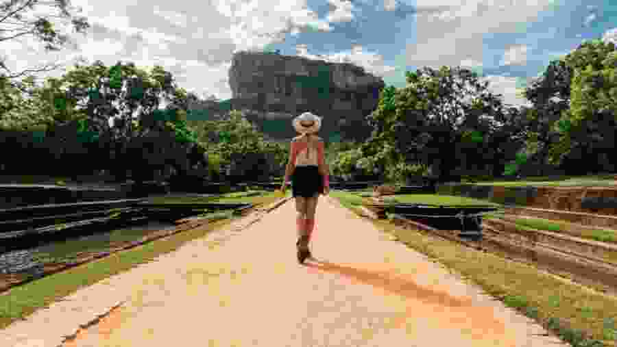 Walking Towards the Ancient Rock Fortress