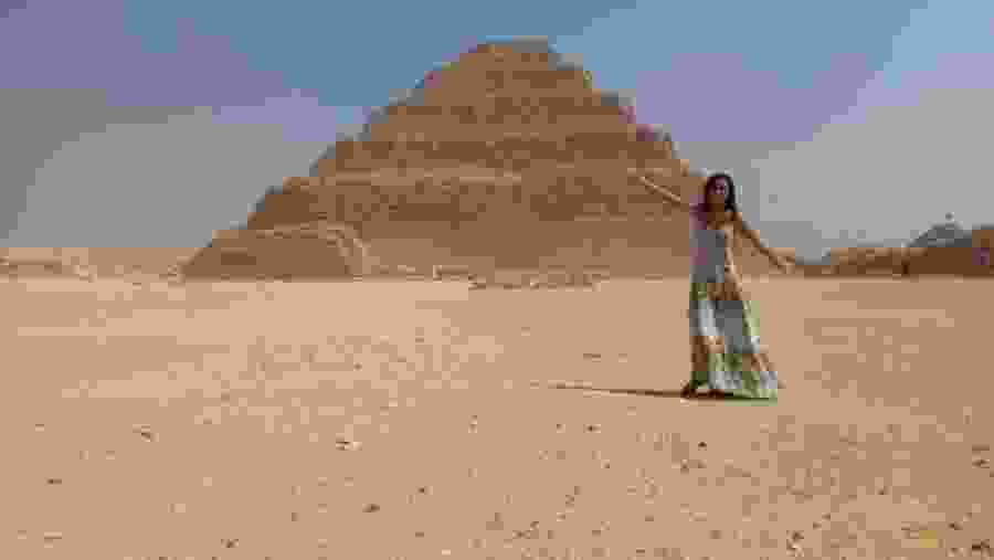 Travelers next to the Pyramid of Djoser
