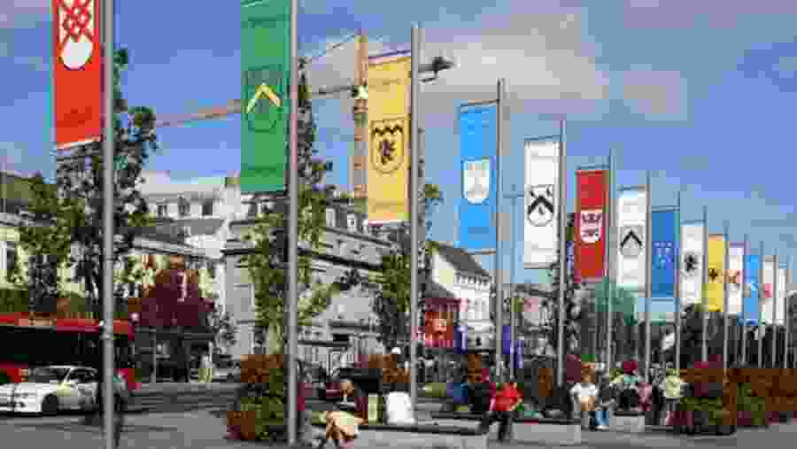 Tribes of Galway Banners at central Eyre Square