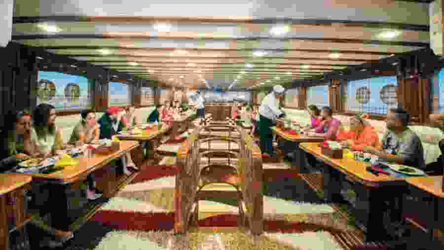 Travelers onboard the Elite VIP Cruise Boats