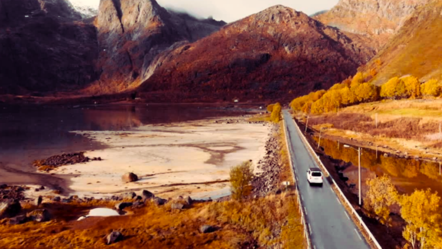 Driving over the lake