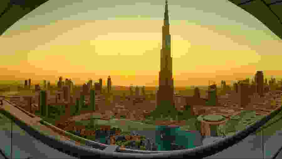 Fish-eye view of Burj Khalifa