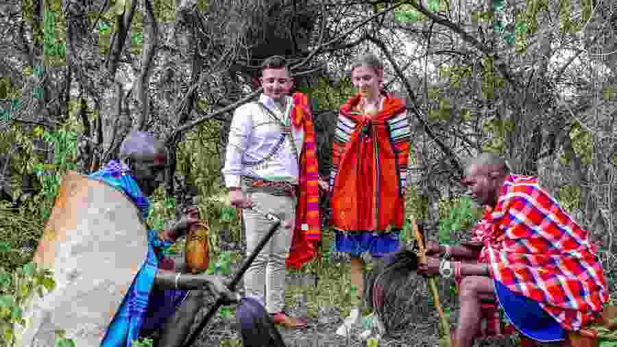 Travellers with the Maasai Tribe