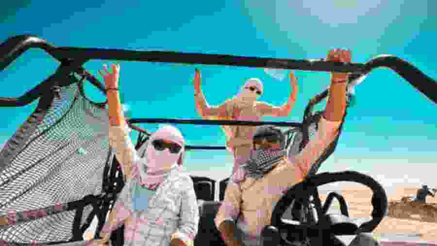 Travellers in a buggy