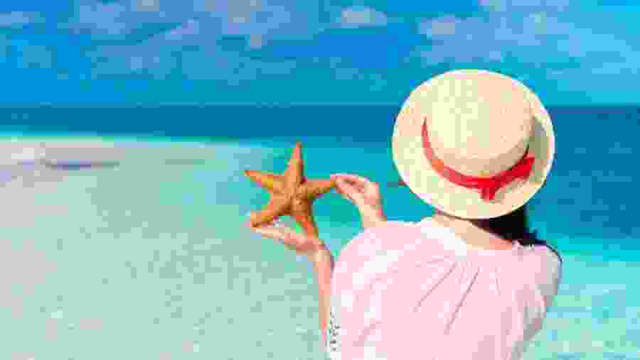 Traveler holding a starfish